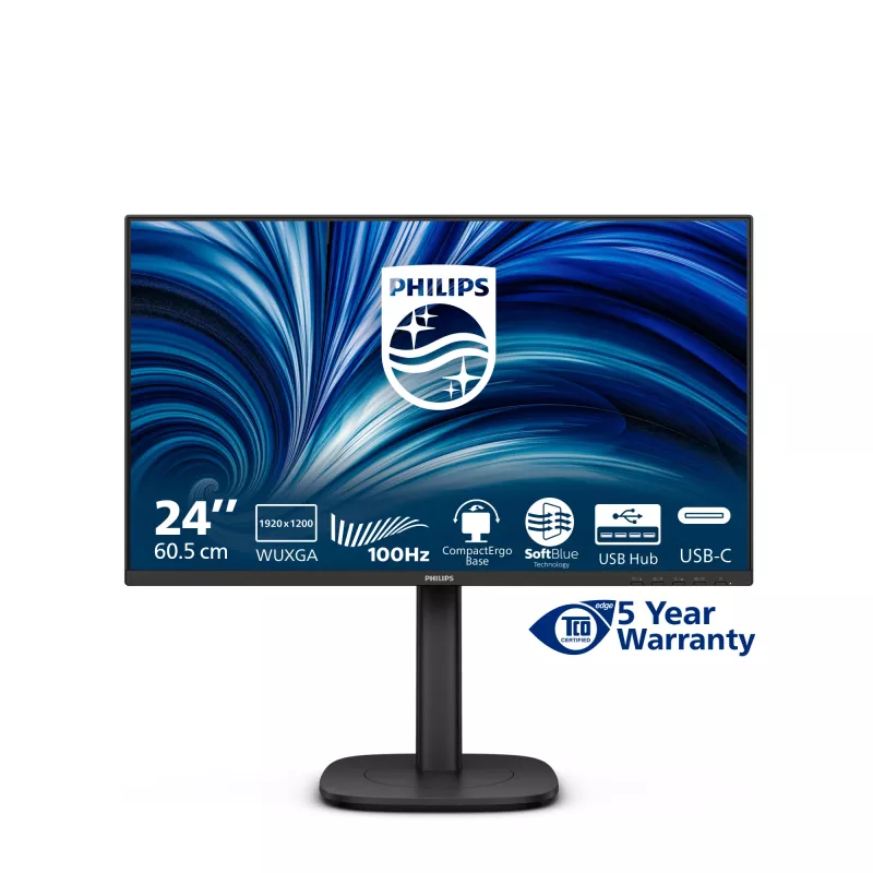 Philips 3000 serijos 24B2N3200D/00 kompiuterio monitorius 61,2 cm (24,1 colio) 1920 x 1200 pikselių WUXGA LCD juodas