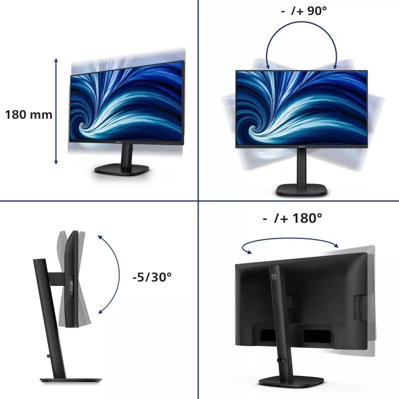 Philips 3000 serijos 24B2N3200D/00 kompiuterio monitorius 61,2 cm (24,1 colio) 1920 x 1200 pikselių WUXGA LCD juodas