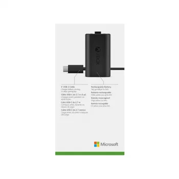 Įkrovimo rinkinys Microsoft Xbox One Play & Charge Kit — įkraunama laidinė baterija su USB Type-C, juoda, matinė apdaila
