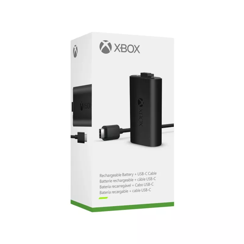 Įkrovimo rinkinys Microsoft Xbox One Play & Charge Kit — įkraunama laidinė baterija su USB Type-C, juoda, matinė apdaila