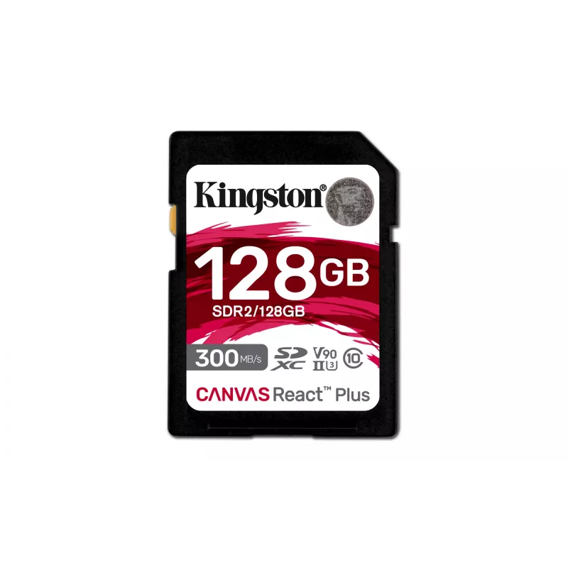 Kingston Technology 128 GB „Canvas React Plus“ SDXC UHS-II 300R/260W U3 V90, skirta Full HD/4K/8K