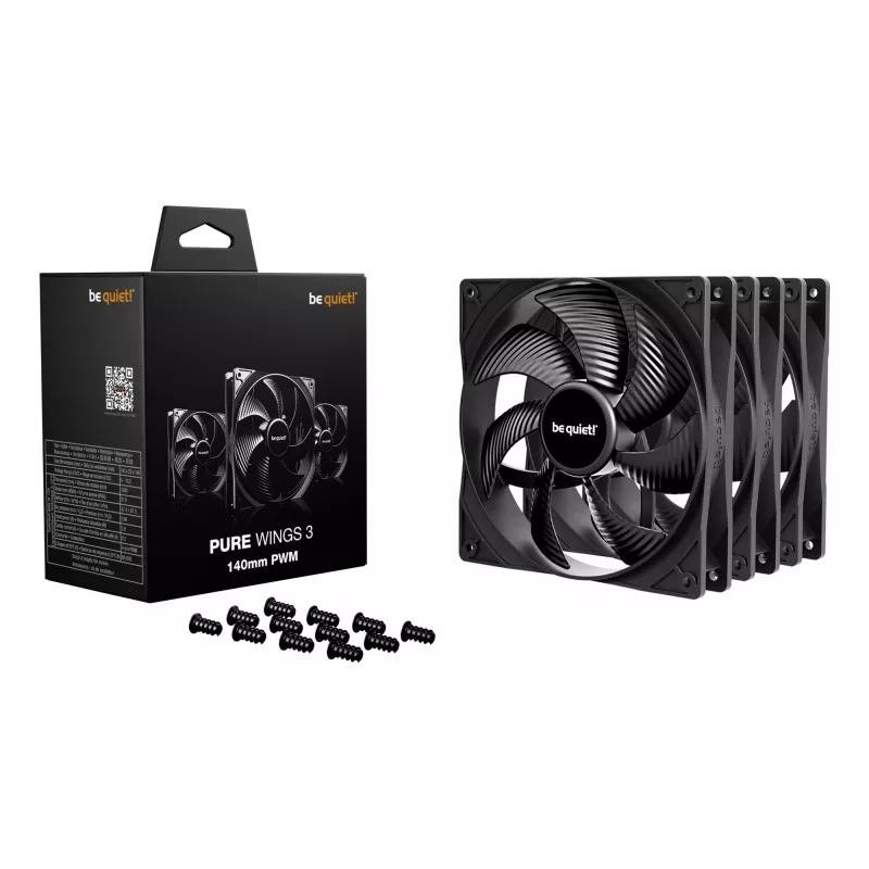 be quiet! Pure Wings 3 140mm | PWM Triple Pack Kompiuterio korpuso ventiliatorius 14 cm Juodas 3 vnt.