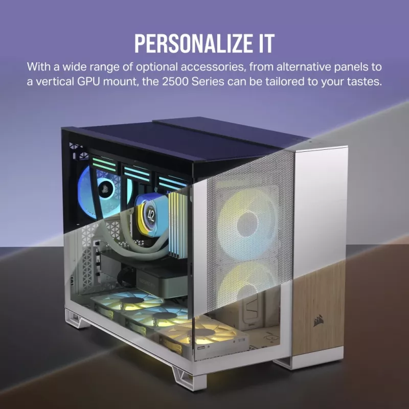 CORSAIR PC korpusas – 2500X vidutinio dydžio dviejų kamerų PC korpusas – baltas