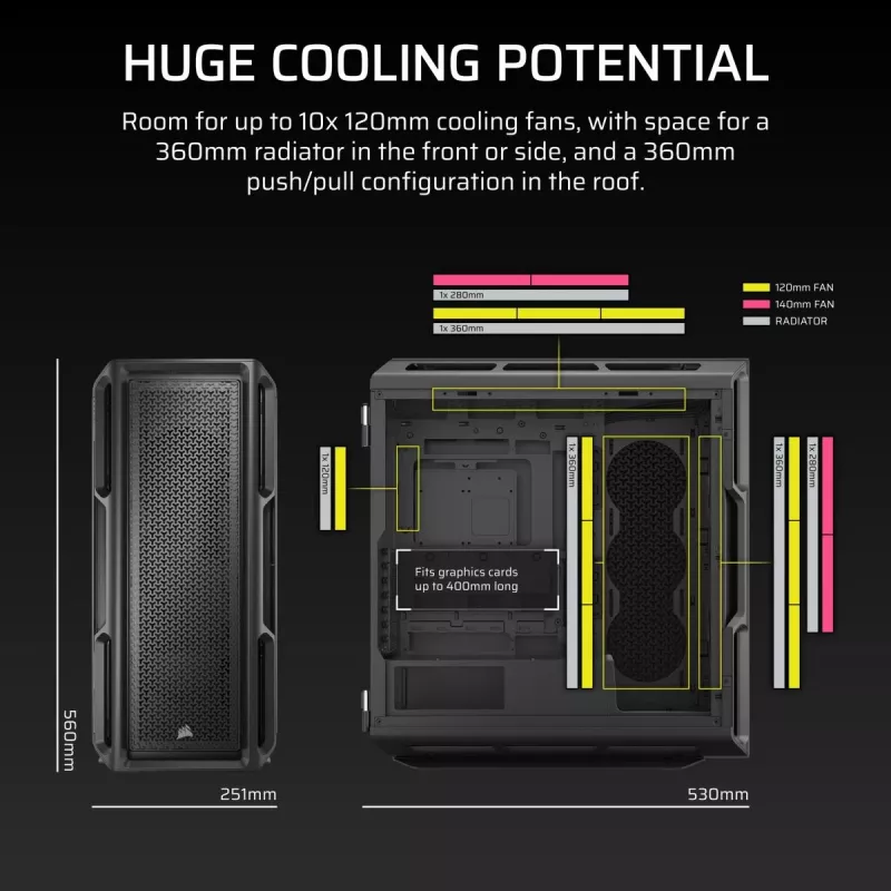 CORSAIR PC korpusas - 5000T vidutinis bokštas aukštos kokybės