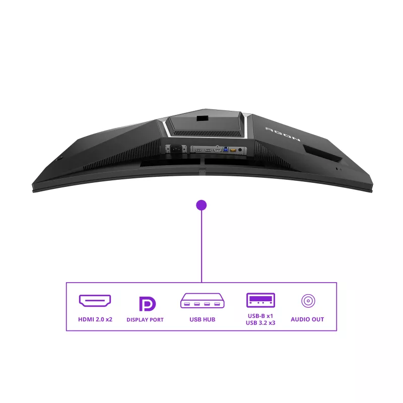 AOC AGON PRO AG346UCD kompiuterio monitorius 86,4 cm (34 colių) 3440 x 1440 pikselių Wide Quad HD QD-OLED juoda, pilka