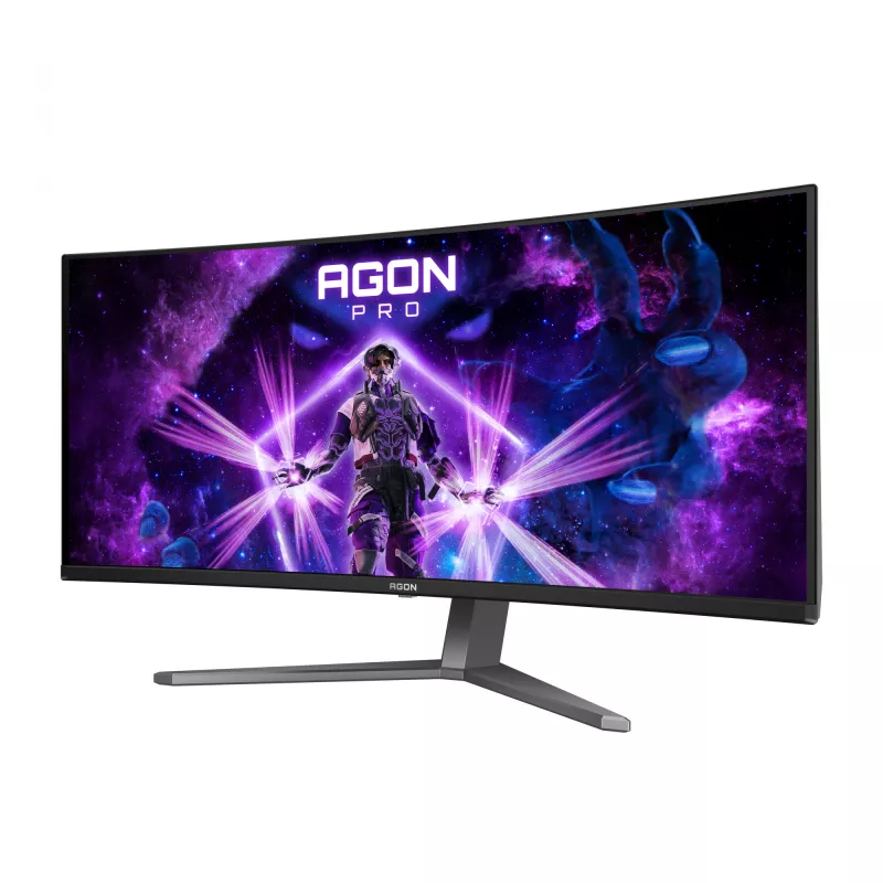 AOC AGON PRO AG346UCD kompiuterio monitorius 86,4 cm (34 colių) 3440 x 1440 pikselių Wide Quad HD QD-OLED juoda, pilka