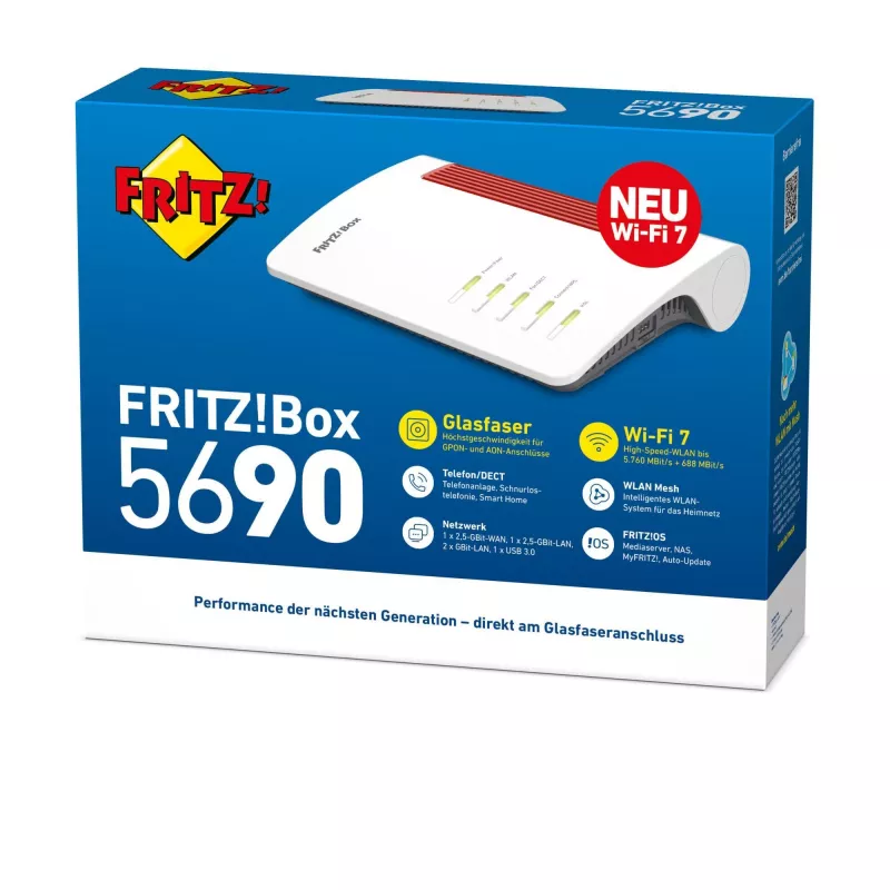 Box 5690 belaidis maršrutizatorius 2.5 Gigabit Ethernet Dviejų juostų (2.4 GHz / 5 GHz) Raudona, Balta