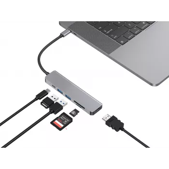 Conceptronic DONN02G nešiojamojo kompiuterio dokas / prievado replikatorius USB 3.2 Gen 1 (3.1 Gen 1) Type-C aliuminis