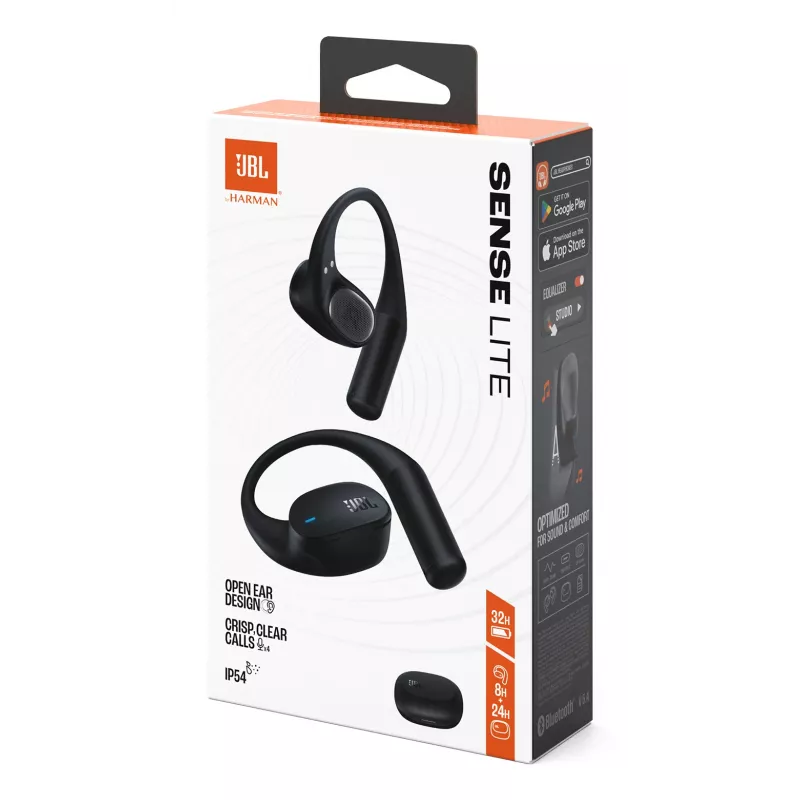 JBL Sense Lite belaidės ausinės su ausų kabliukais, skambučiams/muzikai, Bluetooth, juodos