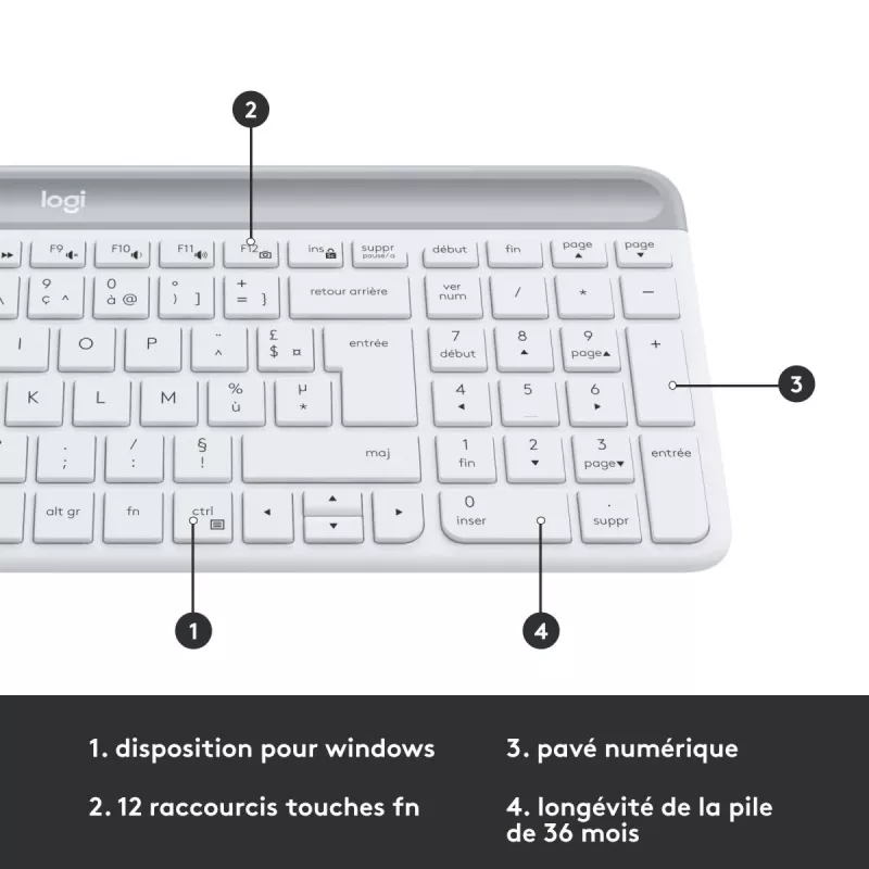 LOGITECH plonas Wireless klaviatūra And pelė Combo Mk470 - Offwhite - Azerty French
