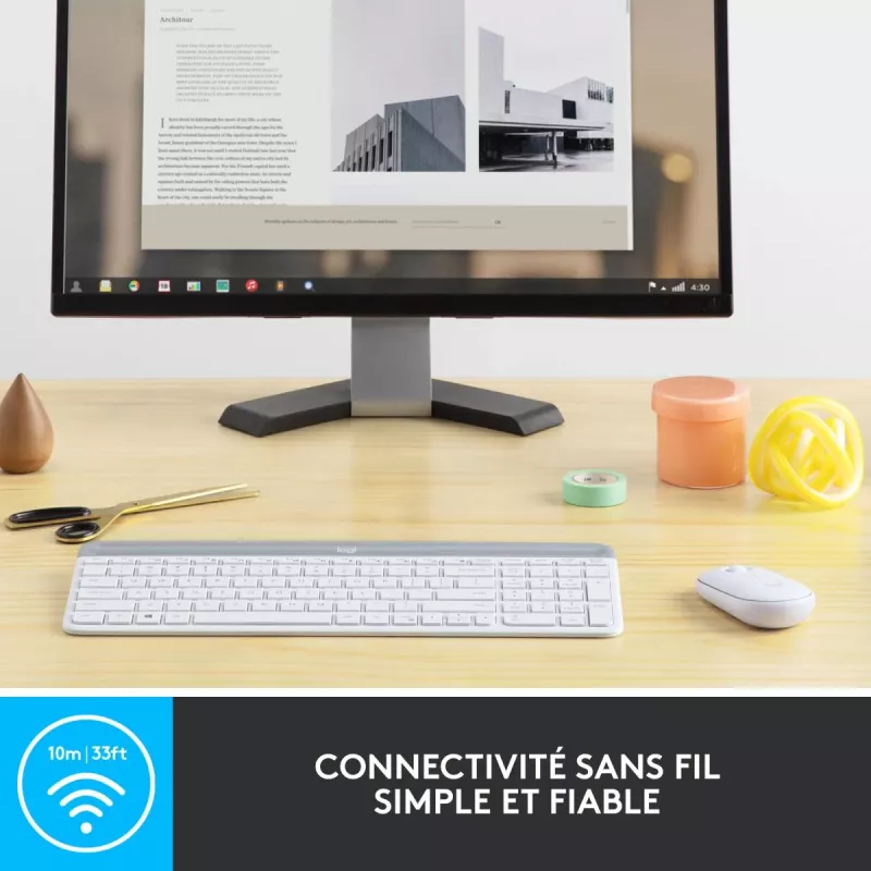 LOGITECH plonas Wireless klaviatūra And pelė Combo Mk470 - Offwhite - Azerty French