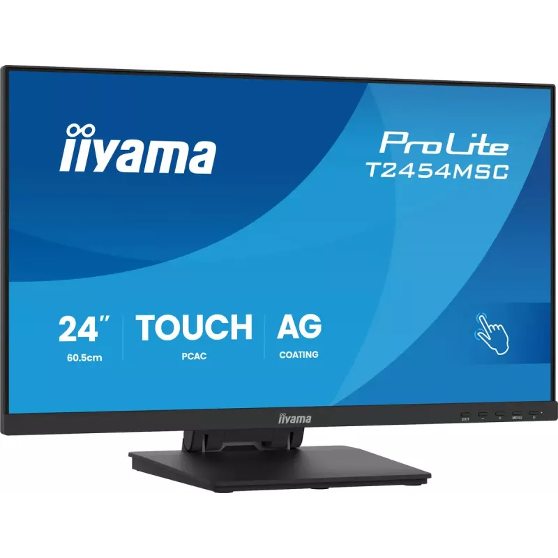 iiyama ProLite T2454MSC-B3AG kompiuterio monitorius 60,5 cm (23,8 colio) 1920 x 1080 pikselių Full HD LED jutiklinis ekranas keliems vartotojams Juoda
