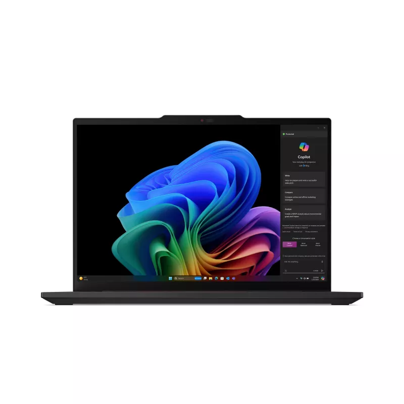 Lenovo ThinkPad T14s Gen 6 (Snapdragon) Copilot+ PC X1E-78-100 nešiojamas kompiuteris 35,6 cm (14 colių) WUXGA 32 GB LPDDR5x-SDRAM 1 TB SSD Wi-Fi 7 (802.11be) Windows 11 Pro vokiška juoda