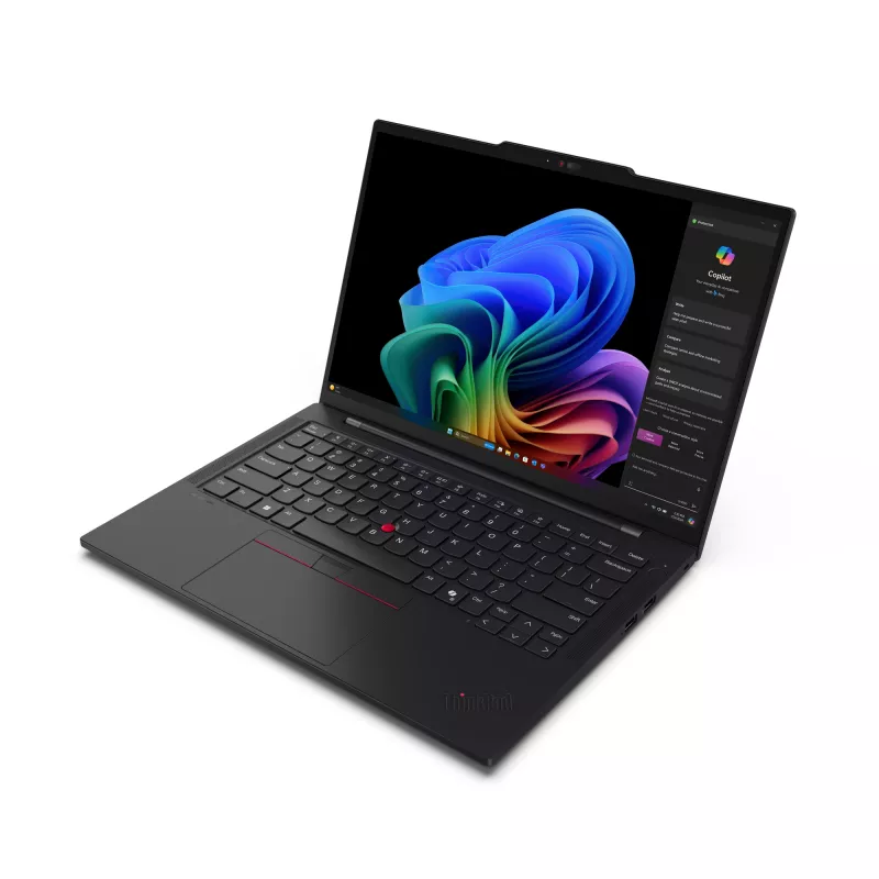 Lenovo ThinkPad T14s Gen 6 (Snapdragon) Copilot+ PC X1E-78-100 nešiojamas kompiuteris 35,6 cm (14 colių) WUXGA 32 GB LPDDR5x-SDRAM 1 TB SSD Wi-Fi 7 (802.11be) Windows 11 Pro vokiška juoda