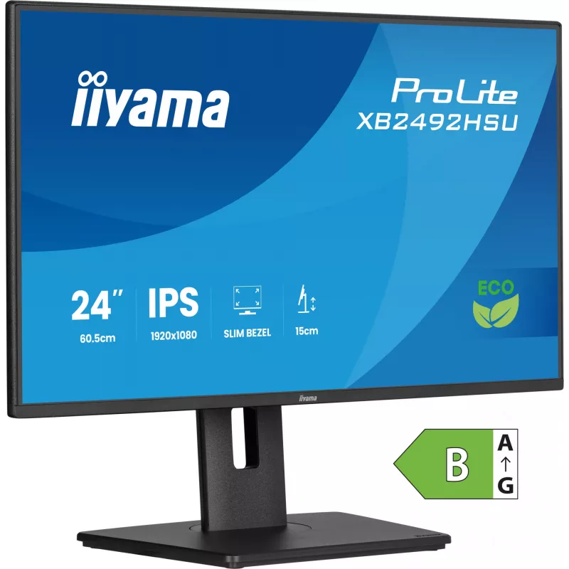 iiyama ProLite XB2492HSU-B1 kompiuterio monitorius 60,5 cm (23,8 col.) 1920 x 1080 pikselių Full HD LED juodas