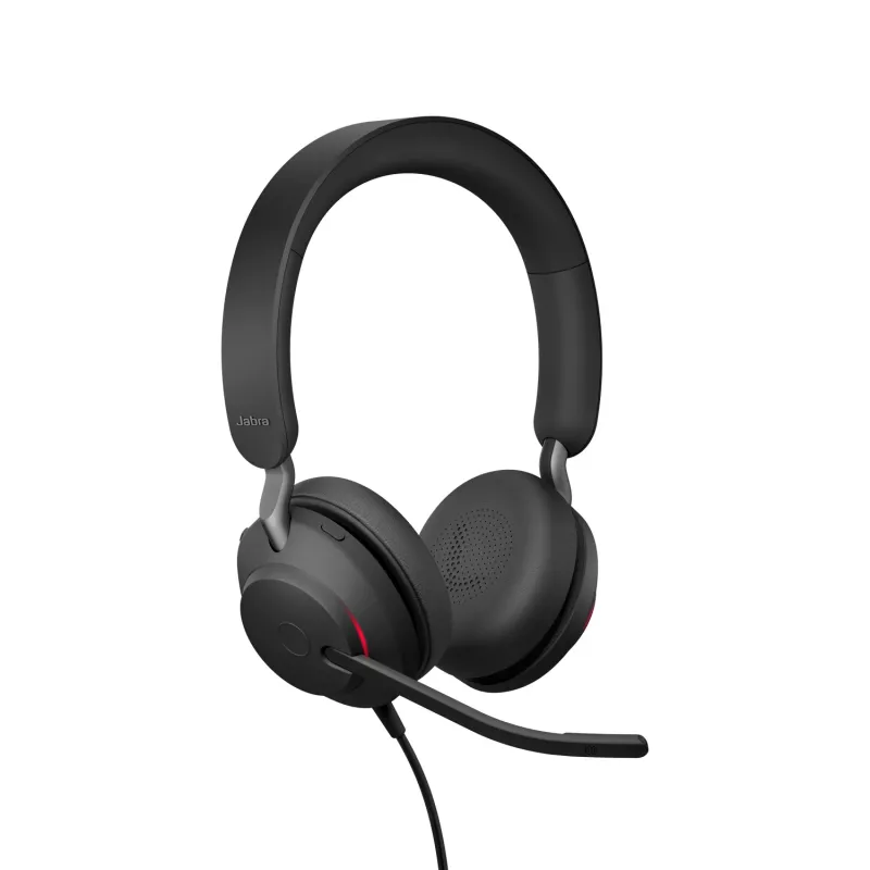 Jabra Evolve2 40 SE USB-A, UC Stereo, laidinis, skambučiai/muzika, 20–20000 Hz, 188 g, ausinės, juodos