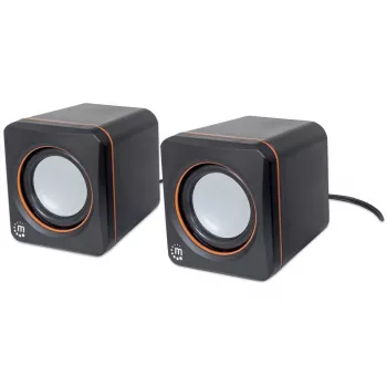 Manhattan 2600 Series Speaker System, Small Size, Big Sound, Two Speakers, Stereo, USB power, Output: 2x 3W, 3.5mm plug for sound, In-Line volume control, kabelis 0.9m, Juoda, Three Year Warranty