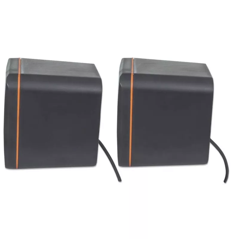 Manhattan 2600 Series Speaker System, Small Size, Big Sound, Two Speakers, Stereo, USB power, Output: 2x 3W, 3.5mm plug for sound, In-Line volume control, kabelis 0.9m, Juoda, Three Year Warranty