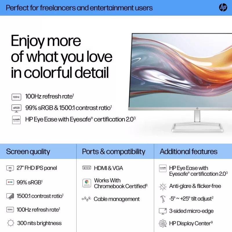 HP stalinis monitorius - Series 5 527sw - 27 colių - 1920x1080 (FHD) - IPS