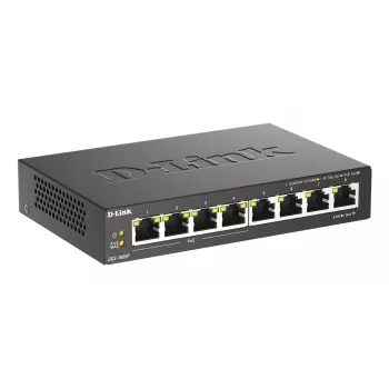 Nevaldomas jungiklis D-Link DGS-1008P/E, L2, 8 prievadai, PoE