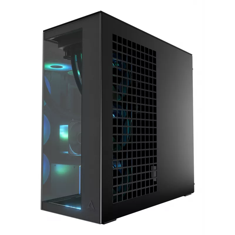 ARCTIC Xtender VG (Mirror Black) Premium E-ATX PC Case su vertikaliu GPU montavimu