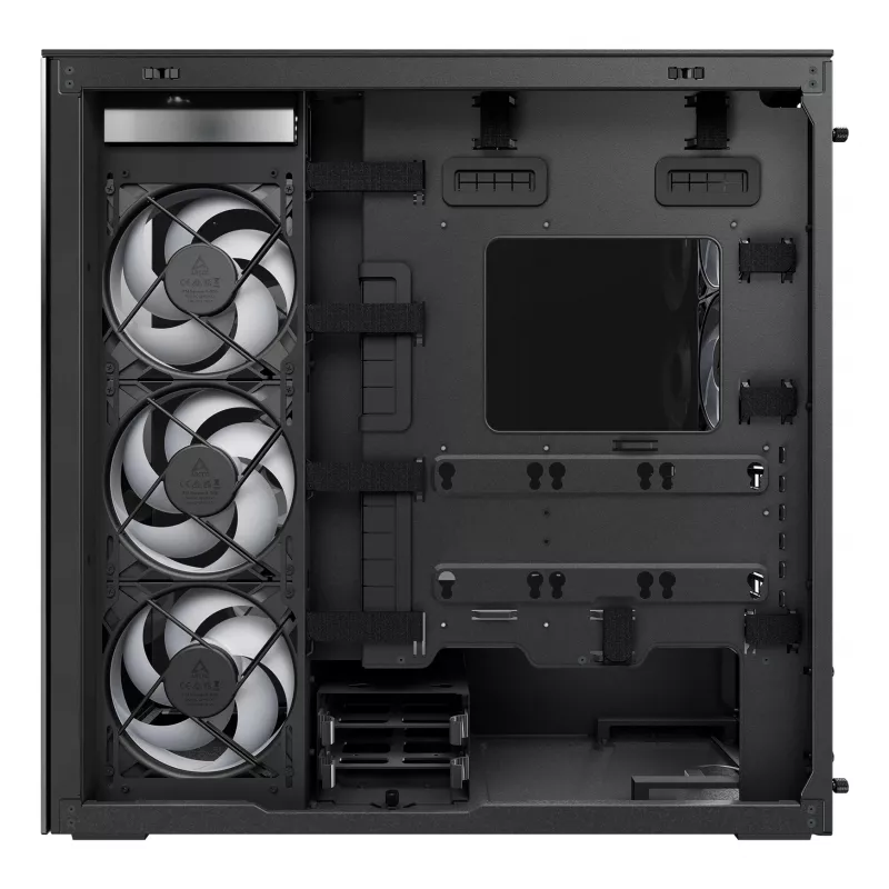 ARCTIC Xtender VG (Mirror Black) Premium E-ATX PC Case su vertikaliu GPU montavimu