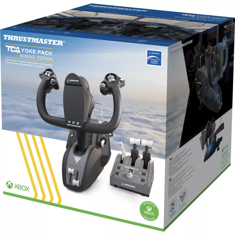 Thrustmaster TCA Yoke Pack Boeing Edition Juoda, Pilka USB Fightstick PC, Xbox, Xbox One, Xbox One S, Xbox One X, Xbox Series S, Xbox Series X