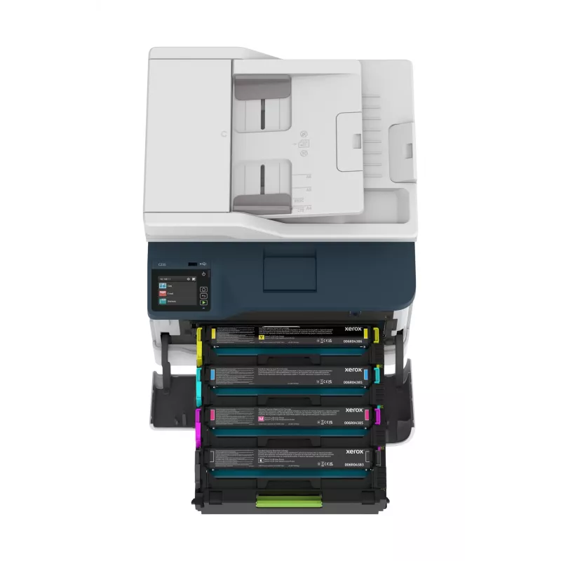 Xerox C235 A4 22ppm belaidis kopijavimas/spausdinimas/nuskaitymas/faksas PS3 PCL5e/6 ADF 2 padėklai iš viso 251 lapas