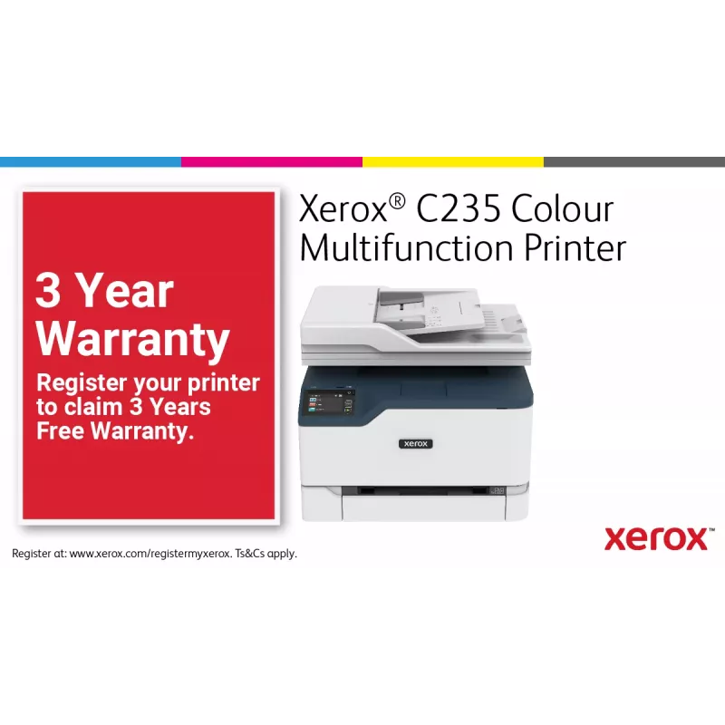 Xerox C235 A4 22ppm belaidis kopijavimas/spausdinimas/nuskaitymas/faksas PS3 PCL5e/6 ADF 2 padėklai iš viso 251 lapas