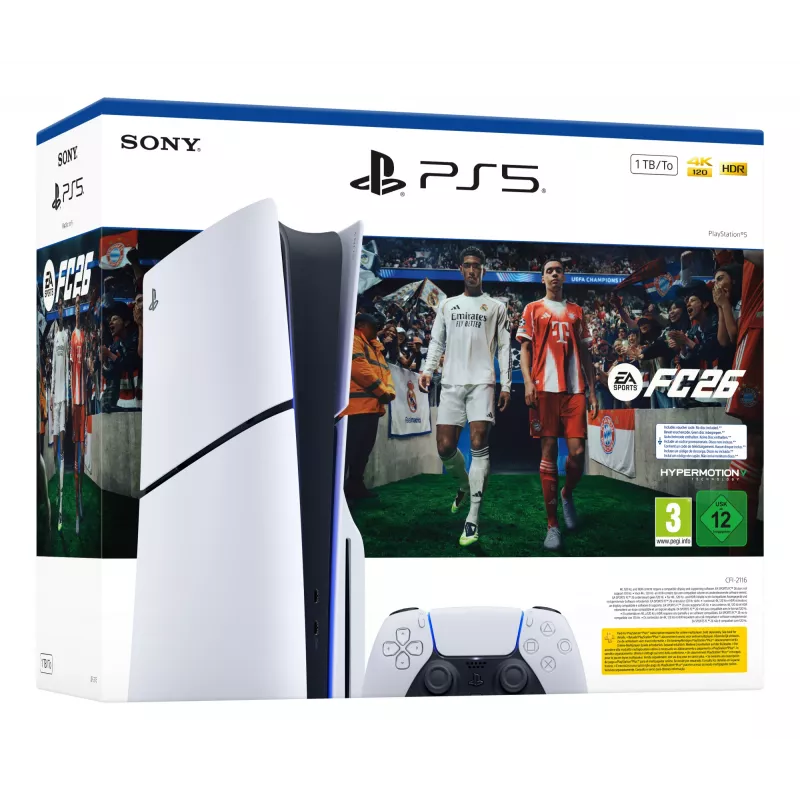 Sony PlayStation 5 + EA Sports FC 26 rinkinys 1 TB Wi-Fi juoda, balta