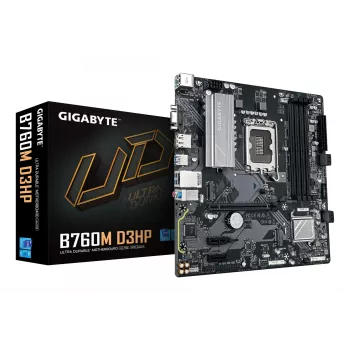 GIGABYTE B760M D3HP pagrindinė plokštė – Intel Core 14-osios kartos procesoriams, 4+1+1 fazių VRM, iki 5600MHz DDR5, 2xPCIe 4.0 M.2, GbE LAN, USB 3.2 Gen 1