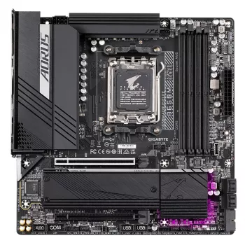 GIGABYTE B650M AORUS ELITE pagrindinė plokštė – AMD Ryzen 9000 procesoriams, 12+2+2 fazių VRM, iki 8000MHz DDR5, 1xPCIe 5.0 + 1xPCIe 4.0 M.2, 2.5GbE LAN, USB 3.2 Gen 2x2
