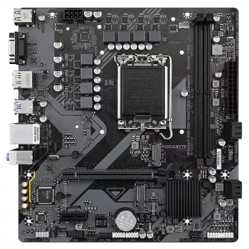 GIGABYTE B760M E pagrindinė plokštė – palaiko 14-os kartos Intel Core procesorius, 6+1+1 fazių VRM, iki 7200MHz DDR5 (OC), 2xPCIe 4.0 M.2, 1 GbE LAN, USB 3.2 Gen 1