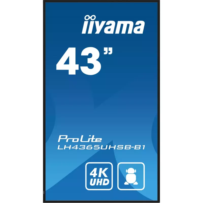 iiyama LH4365UHSB-B1 Skaitmeninės reklamos ekranas Kiosk dizainas 108 cm (42,5 colio) LED Wi-Fi 800 cd/m² 4K Ultra HD Juodas Integruotas procesorius Android 11 24/7