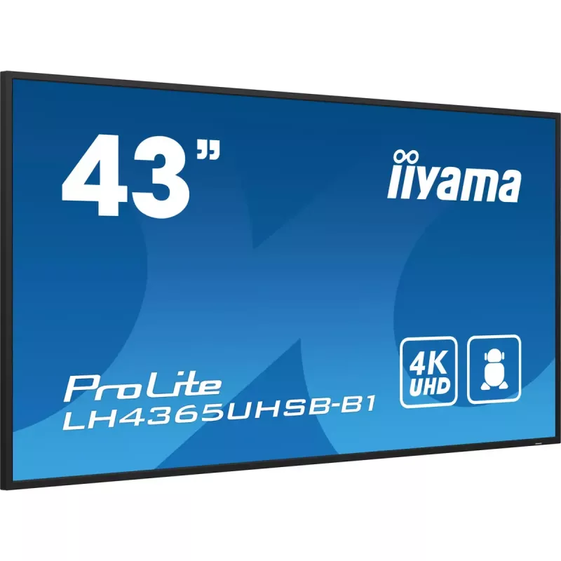 iiyama LH4365UHSB-B1 Skaitmeninės reklamos ekranas Kiosk dizainas 108 cm (42,5 colio) LED Wi-Fi 800 cd/m² 4K Ultra HD Juodas Integruotas procesorius Android 11 24/7