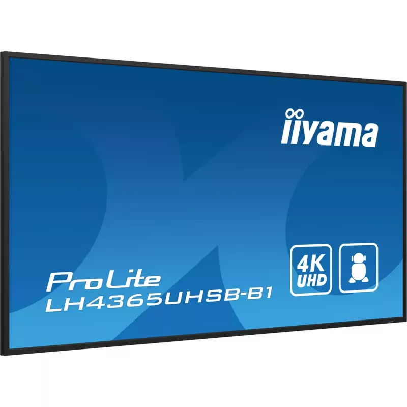 iiyama LH4365UHSB-B1 Skaitmeninės reklamos ekranas Kiosk dizainas 108 cm (42,5 colio) LED Wi-Fi 800 cd/m² 4K Ultra HD Juodas Integruotas procesorius Android 11 24/7