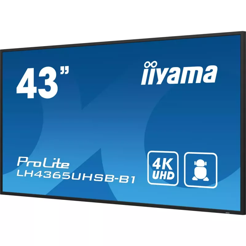 iiyama LH4365UHSB-B1 Skaitmeninės reklamos ekranas Kiosk dizainas 108 cm (42,5 colio) LED Wi-Fi 800 cd/m² 4K Ultra HD Juodas Integruotas procesorius Android 11 24/7