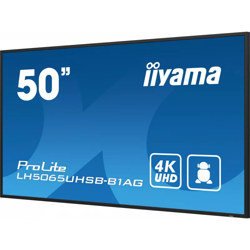 iiyama LH5065UHSB-B1AG Skelbimų ekranas Skaitmeninis skelbimų plokščiasis ekranas 125,7 cm (49,5 colio) LCD Wi-Fi 800 cd/m² 4K Ultra HD Juodas Integruotas procesorius Android 11 24/7