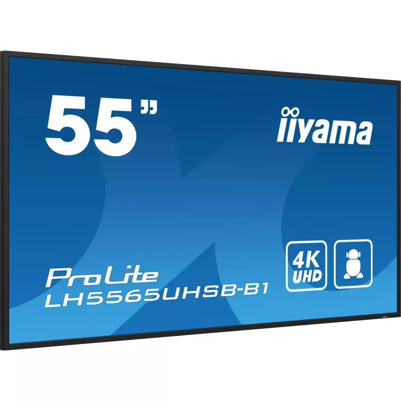 „iiyama LH5565UHSB-B1“ reklaminis ekranas, kiosko dizainas, 138,7 cm (54,6 colio), LED, „Wi-Fi“, 800 cd/m², 4K Ultra HD, juodas, integruotas procesorius, „Android 11“, 24/7