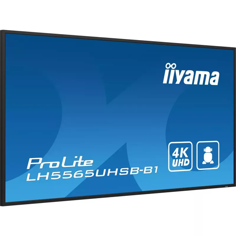 „iiyama LH5565UHSB-B1“ reklaminis ekranas, kiosko dizainas, 138,7 cm (54,6 colio), LED, „Wi-Fi“, 800 cd/m², 4K Ultra HD, juodas, integruotas procesorius, „Android 11“, 24/7