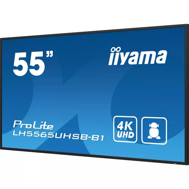 „iiyama LH5565UHSB-B1“ reklaminis ekranas, kiosko dizainas, 138,7 cm (54,6 colio), LED, „Wi-Fi“, 800 cd/m², 4K Ultra HD, juodas, integruotas procesorius, „Android 11“, 24/7