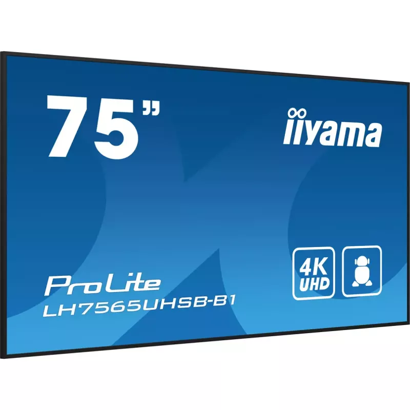 iiyama LH7565UHSB-B1 demonstracinis ekranas Kiosko dizainas 189,2 cm (74,5 colio) LED Wi-Fi 800 cd/m² 4K Ultra HD juodas Įmontuotas procesorius Android 11 24/7