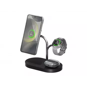Samsung GP-PWU024WIABW mobiliojo įrenginio įkroviklis Ausinės, Išmanusis telefonas, Išmanusis laikrodis Juoda, Sidabrinė USB Belaidis įkrovimas Vidaus