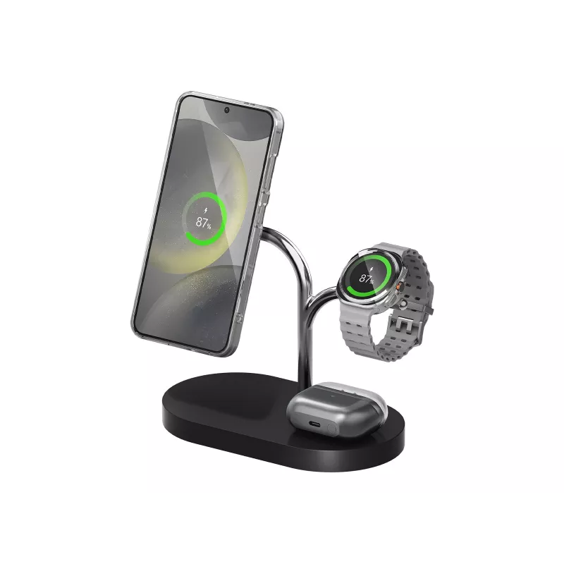 Samsung GP-PWU024WIABW mobiliojo įrenginio įkroviklis Ausinės, Išmanusis telefonas, Išmanusis laikrodis Juoda, Sidabrinė USB Belaidis įkrovimas Vidaus