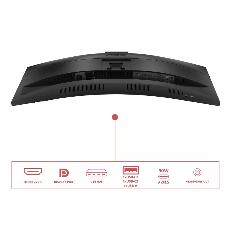 AOC E4 CU34E4CW kompiuterio monitorius 86,4 cm (34 colių) 3440 x 1440 pikselių „UltraWide Quad HD“ LED juodas