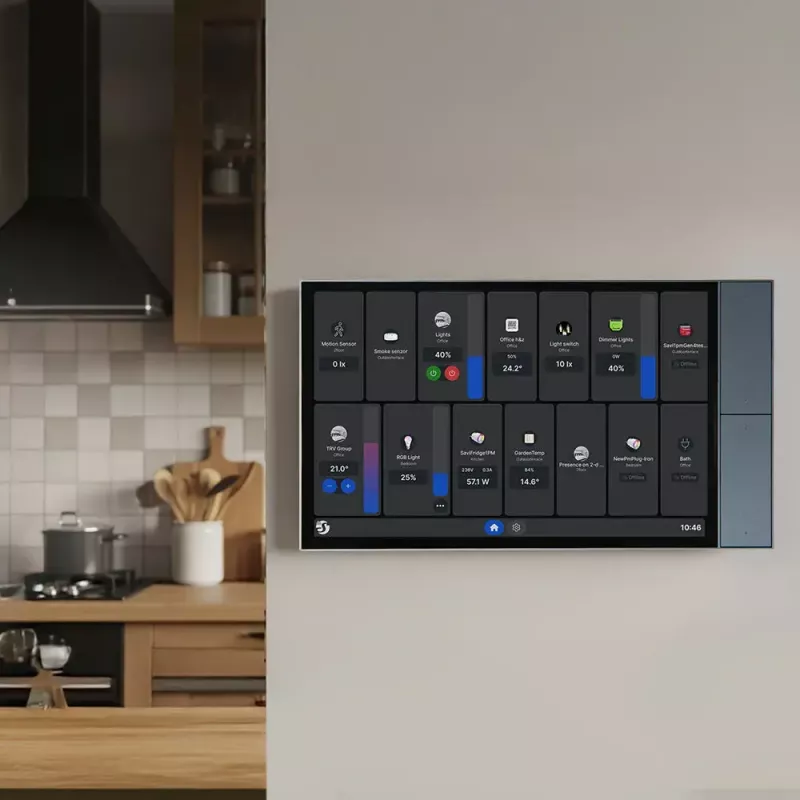 Sieninis valdymo skydelis Shelly Wall Display XL — 10,1 colio talpinis jutiklinis ekranas, 1280×752, Android, 1,8 GHz procesorius, 2 GB RAM, 100–240 V