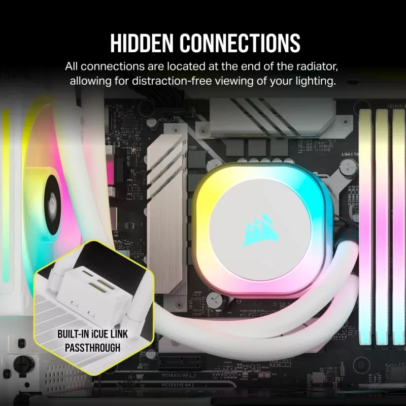 CORSAIR CPU aušintuvas - Icue Link H100I RGB Aio skysčio aušintuvas - baltas