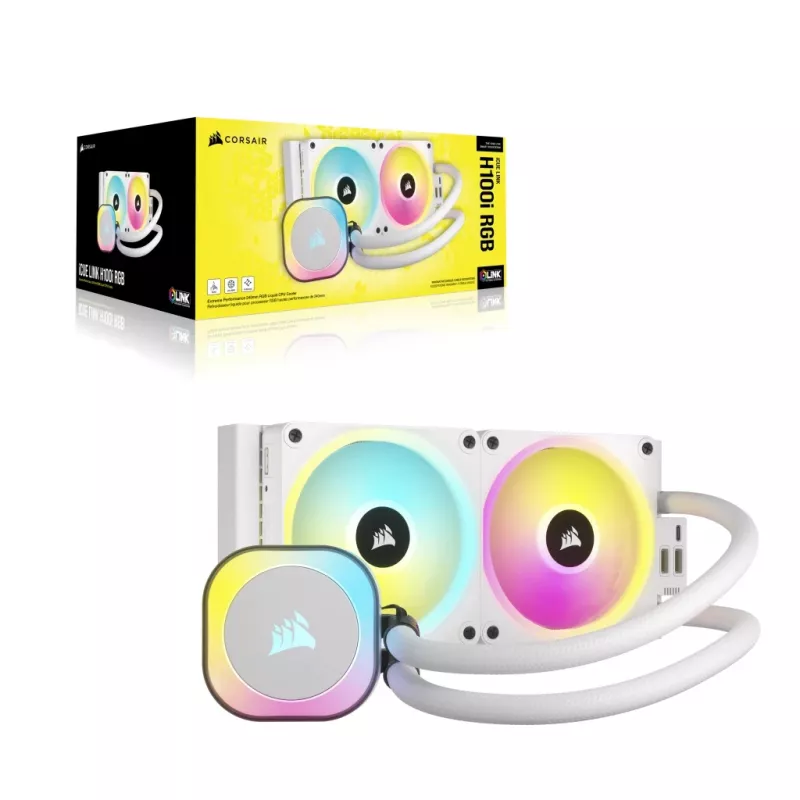 CORSAIR CPU aušintuvas - Icue Link H100I RGB Aio skysčio aušintuvas - baltas