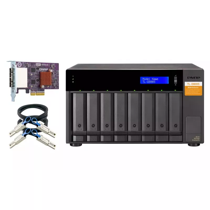 QNAP TL-D800S išorinis diskų korpusas HDD/SSD korpusas Juoda, Pilka 2.5/3.5 colio