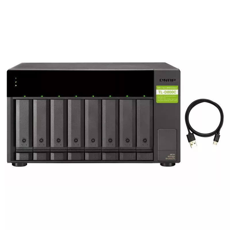 QNAP TL-D800C išorinis diskų korpusas HDD/SSD korpusas Juoda, Pilka 2.5/3.5 colio